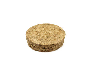 Single cork wood flat cap isolated on white background