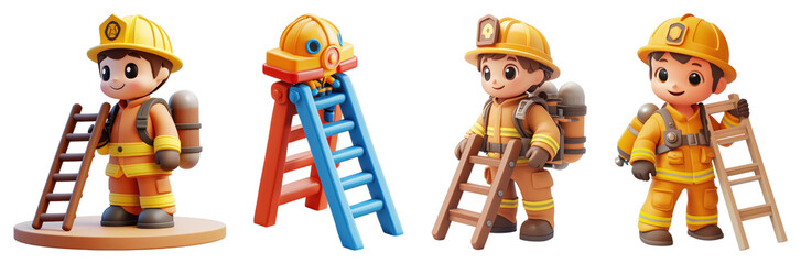 A 3D firefighter ladder icon with a transparent background, illustrating the importance of rescue operations in firefighting.