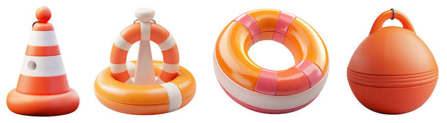 Obraz premium A 3D buoy icon with a transparent background, symbolizing safety and navigation for divers in open water.