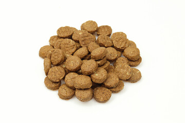 Pile of small integral biscuits isolated on white background 