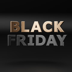 Elegant Black Friday Sale Text with Metallic Gold and Silver Effect – Perfect for Shopping Promotions and Seasonal Sales