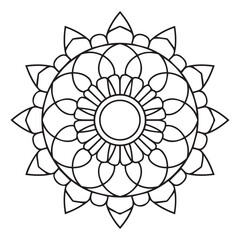 mandala coloring book for adults and children, a black and white drawing of a flower with a circle in the middle