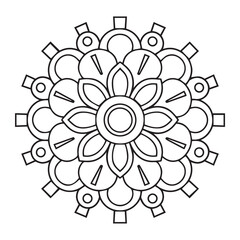 mandala coloring book for adults and children, a black and white drawing of a flower with a circle in the middle