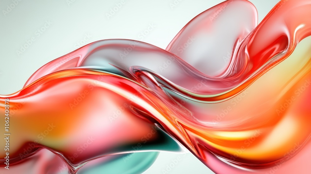 Poster this image features an abstract composition of fluid shapes in vibrant colors, creating a dynamic se
