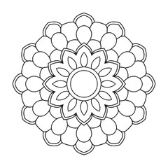 mandala coloring book for adults and children, a black and white drawing of a flower with a circle in the middle