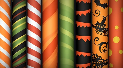 Halloween funky striped patterns inspired by candy canes