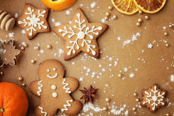 christmas cookies. baking of christmas cookies. decorative christmas gingerbreads and spices