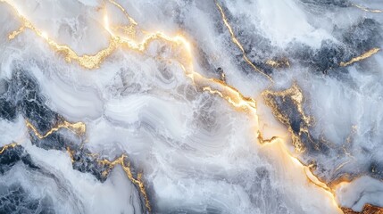 Elegant White and Gray Marble Texture with Luxurious Gold Veining and Intricate Patterns