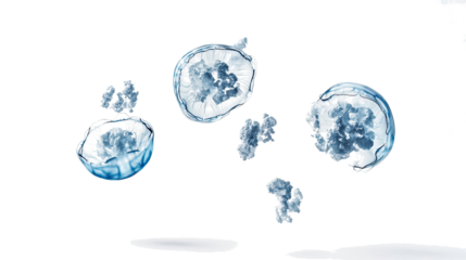 Jellyfish Among Abstract Shapes on a Clear Background Generative AI