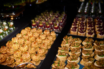 Elegant Canap Display at a Catering Event