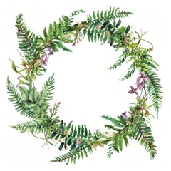 Watercolor botanical illustration. Frame for greeting card or invitation