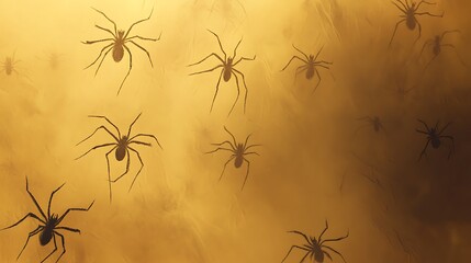 Halloween muted olive backdrop adorned with faint ghost shapes