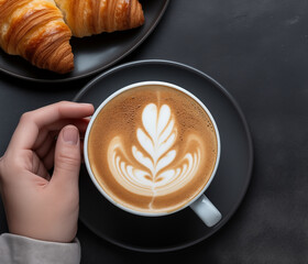 a close-up of coffees and pastry 