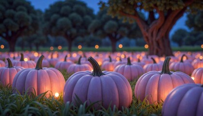 Pastel Pumpkin Patch in Moonlight
