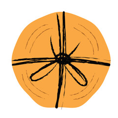 Abstract Orange Circle with Black Lines