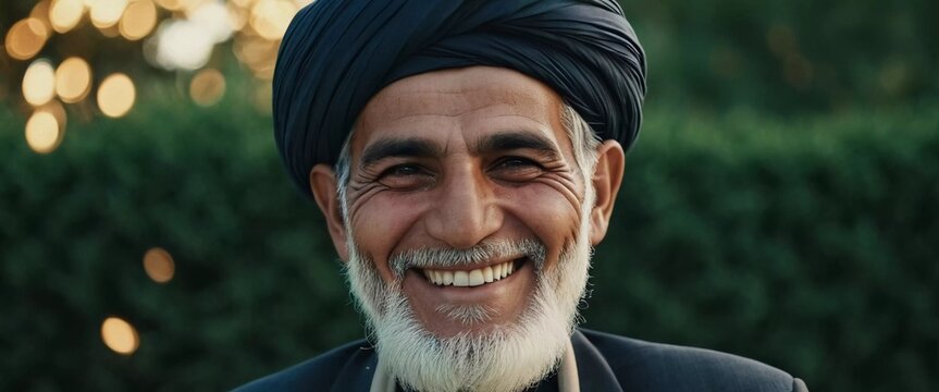 A resident of Afghanistan, this smiling man radiates warmth and happiness, displaying a rich cultural heritage while embracing life. His genuine expression reflects the beauty of his surroundings. AI