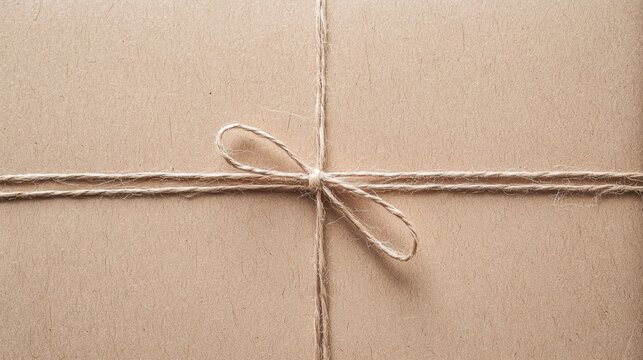A brown box with a string tied to it