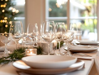 A festive set table for an elegant dinner party