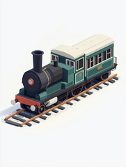 isometric train on white background