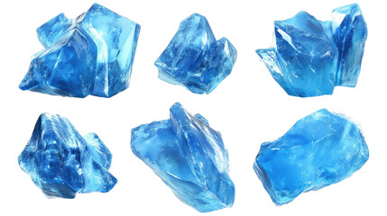 Fototapeta premium Blue Ice Crystals on Transparent Background Generative AI