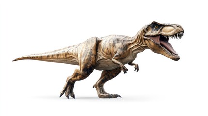 Obraz premium A detailed illustration of a roaring Tyrannosaurus rex dinosaur.