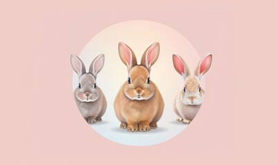 Obraz premium Realistic cute rabbit cartoon with adorable face and simple modern background ai generated