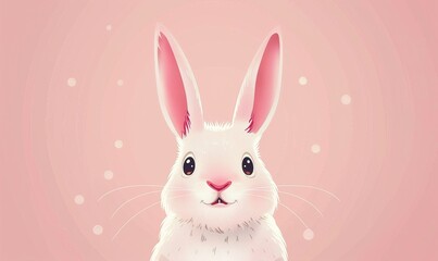 Obraz premium Realistic cute rabbit cartoon with adorable face and simple modern background ai generated