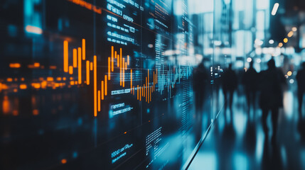 Professional business team working on a project together in the office Using innovation economic growth charts and network connections to accompany the data. in analyzing future trends