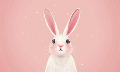 Obraz premium Realistic cute rabbit cartoon with adorable face and simple modern background ai generated