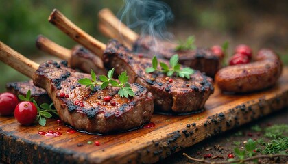 Australian BBQ Lamb Chops and Sausages