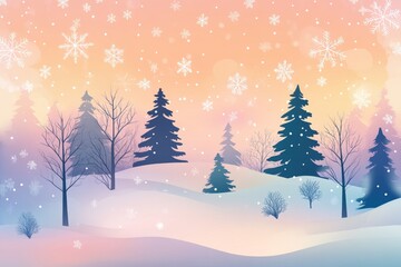 Obraz premium Stunning winter landscape with majestic mountains and snow-covered trees. Image for greeting cards. Bokeh light effect and soft filter used.