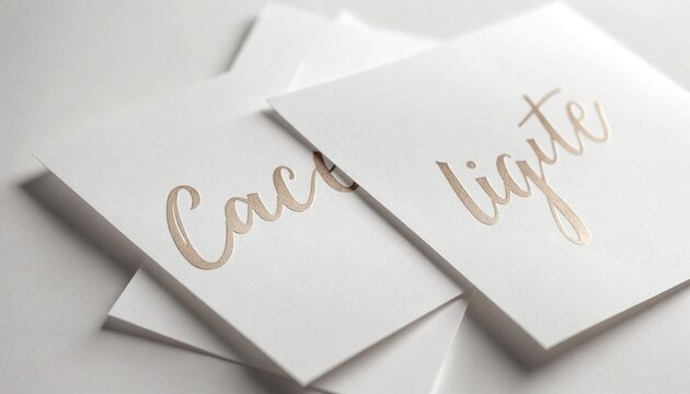 Elegant Cursive Script on Stacked White Papers
