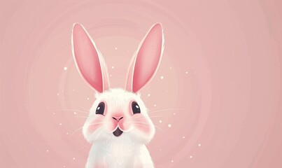 Obraz premium Realistic cute rabbit cartoon with adorable face and simple modern background ai generated