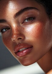 A woman with a puffy face and red spots on her cheeks