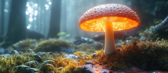 Luminous Mushroom in a Mystical Forest