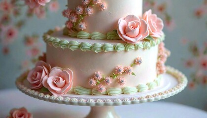 Vintage Wedding Cake Stand with Pastel Tiers