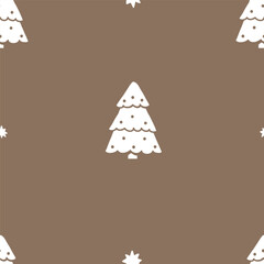 Christmas background with cute hand drawn monochrome Christmas tree. Vector seamless pattern. Trendy winter print for textiles, wallpaper and packaging. Perfect for holiday decorations.