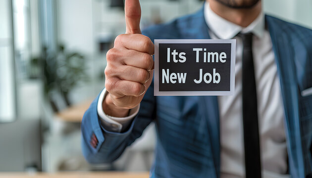 Business man pointing the text: Its Time For a New Job
