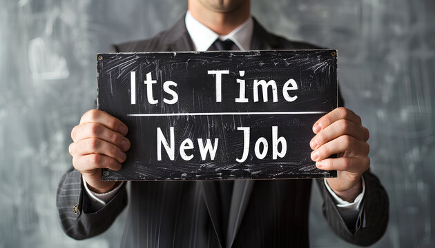 Business man pointing the text: Its Time For a New Job