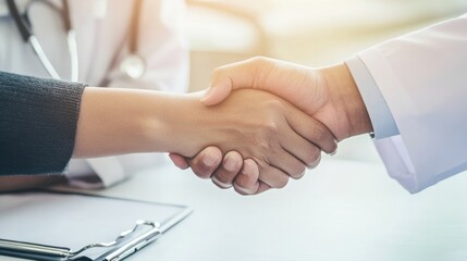 Doctor and patient handshake symbolizing trust in healthcare setting