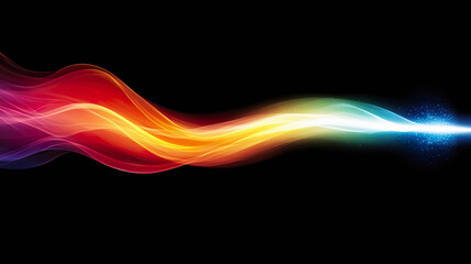 Colorful abstract light wave on black background with energy burst