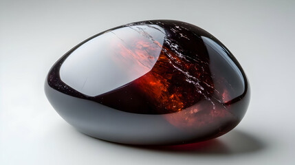 A polished emerald green stone with a smooth, rounded shape, showcasing elegance and a deep, rich color