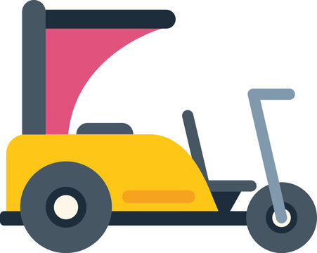 recommend clip art: Yellow auto rickshaw taxi cab service driving side view flat color vector icon for apps and websites