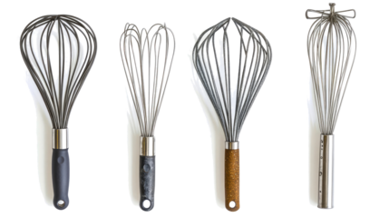Collection of Kitchen Whisks on a Transparent Background Generative AI