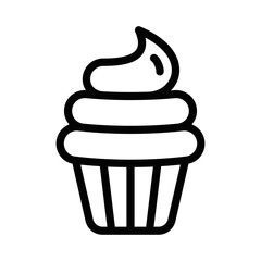 Simple outline of a cupcake, perfect for bakery, dessert, and celebration themes. Vector illustration. Editable stroke.