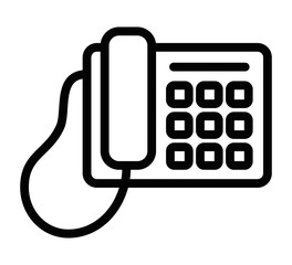 Landline telephone icon in a clean outline. Represents communication, office tools, or phone service. Vector line art. Editable stroke.