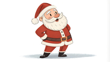 Cheerful cartoon Santa Claus with a big smile on white background