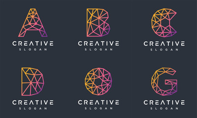 letter a-z technology logo design template collection.