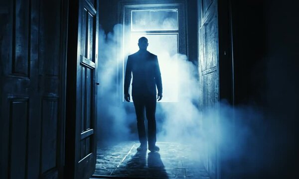 Mysterious Figure in a Dark Hallway