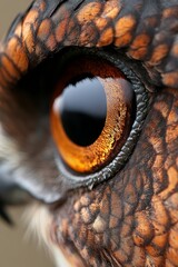  A close up of an owl's eye